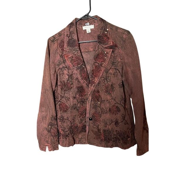 Coldwater Creek Women's Embroidered Beaded Blazer Jacket Size 12 Y2K - Picture 1 of 4